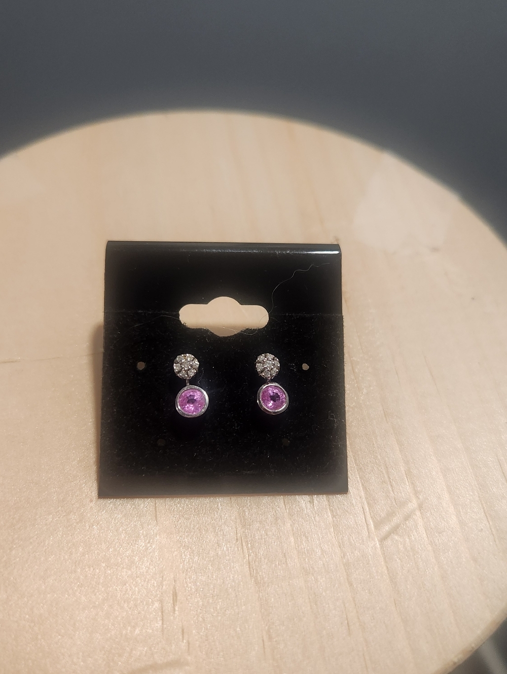 Silver Drop Earrings with Ruby Gems.